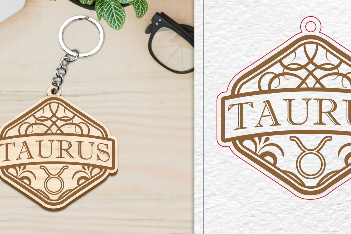 Intra απο ξύλο plywood 3mm-4mm πάχος – Κοπή Laser Μπρελόκ Taurus | Ζώδιο Δίασταση  5x5 cm INTRAFABR-100963250