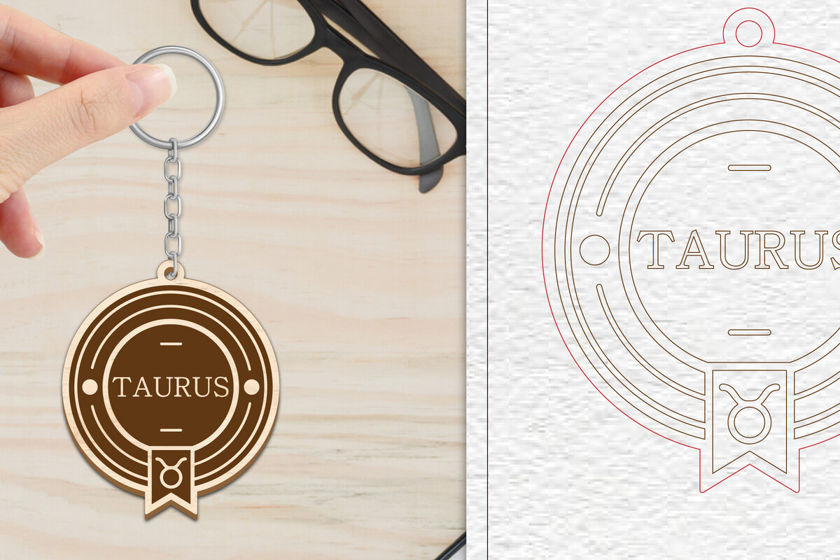 Intra απο ξύλο plywood 3mm-4mm πάχος – Κοπή Laser Μπρελόκ Taurus | Ζώδιο Δίασταση  5x5 cm INTRAFABR-102216596