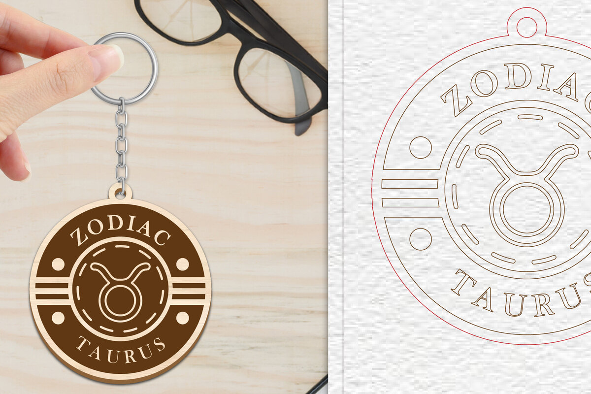 Intra απο ξύλο plywood 3mm-4mm πάχος – Κοπή Laser Μπρελόκ Taurus | Ζώδιο Δίασταση  5x5 cm INTRAFABR-102217023