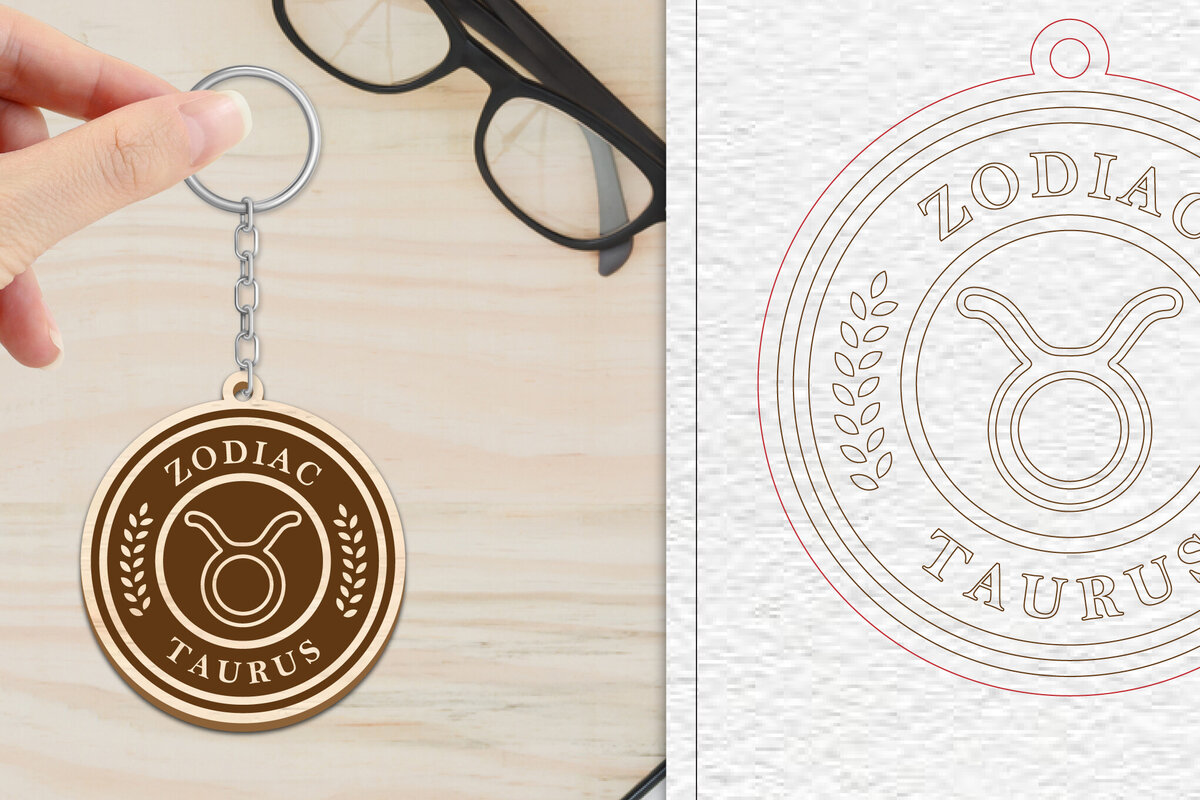 Intra απο ξύλο plywood 3mm-4mm πάχος – Κοπή Laser Μπρελόκ Taurus | Ζώδιο Δίασταση  5x5 cm INTRAFABR-102217369