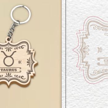 Intra απο ξύλο plywood 3mm-4mm πάχος – Κοπή Laser Μπρελόκ Taurus | Ζώδιο Δίασταση  5x5 cm INTRAFABR-99971882 - Image 1