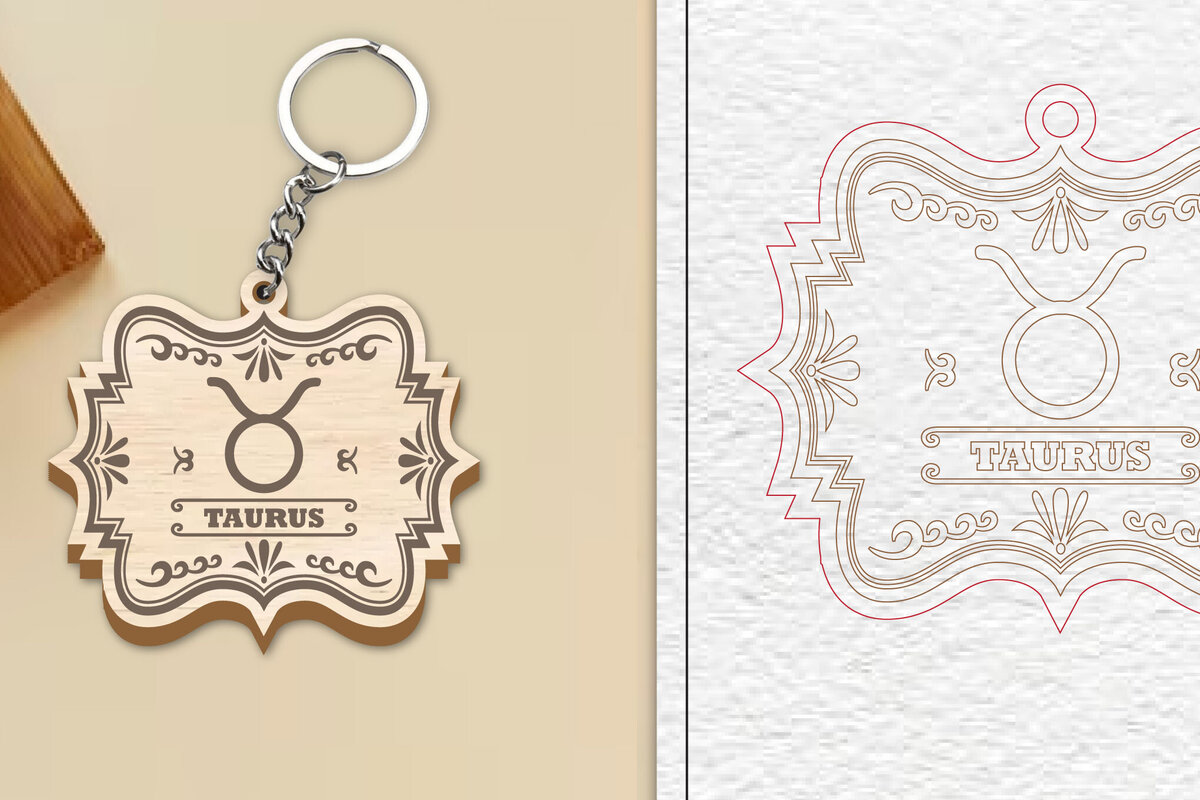 Intra απο ξύλο plywood 3mm-4mm πάχος – Κοπή Laser Μπρελόκ Taurus | Ζώδιο Δίασταση  5x5 cm INTRAFABR-99971882