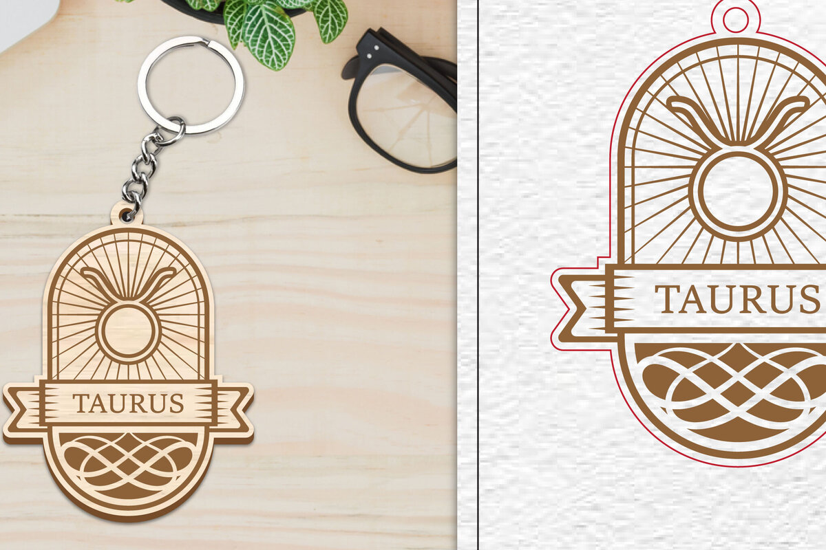 Intra απο ξύλο plywood 3mm-4mm πάχος – Κοπή Laser Μπρελόκ Taurus | Ζώδιο Δίασταση  5x5 cm INTRAFABR-100960941