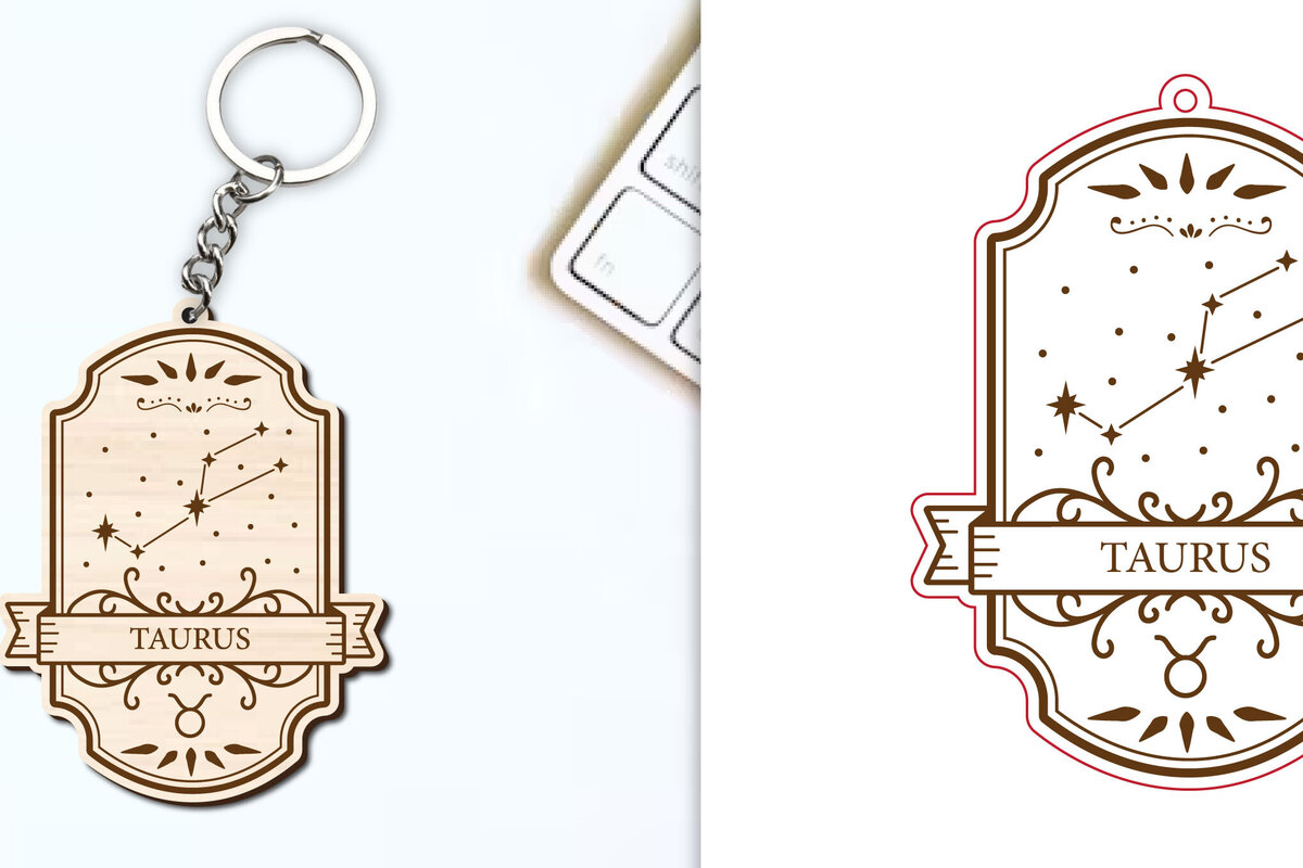 Intra απο ξύλο plywood 3mm-4mm πάχος – Κοπή Laser Μπρελόκ Taurus | Ζώδιο Δίασταση  5x5 cm INTRAFABR-98419250