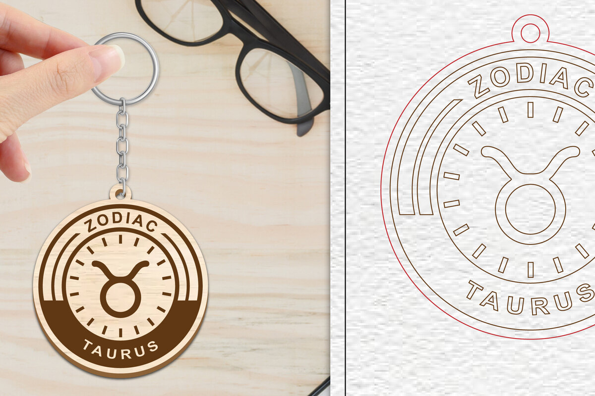Intra απο ξύλο plywood 3mm-4mm πάχος – Κοπή Laser Μπρελόκ Taurus | Zodiac Δίασταση  5x5 cm INTRAFABR-102289606