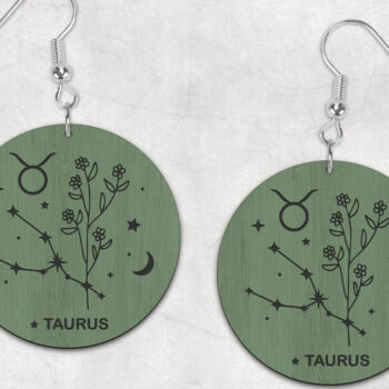 Intra απο ξύλο plywood 3mm-4mm πάχος – Taurus Zodiac Boho σκουλαρίκια Δίασταση  5x5 cm INTRAFABR-28511590 - Image 1