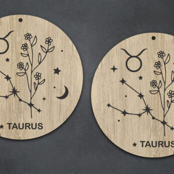Intra απο ξύλο plywood 3mm-4mm πάχος – Taurus Zodiac Boho σκουλαρίκια Δίασταση  5x5 cm INTRAFABR-28511590 - Image 2