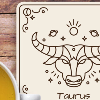 Intra απο ξύλο plywood 3mm-4mm πάχος – Taurus Zodiac Coasters Χαρακτική με λέιζερ Δίασταση  20x20 cm INTRAFABR-122529150 - Image 1