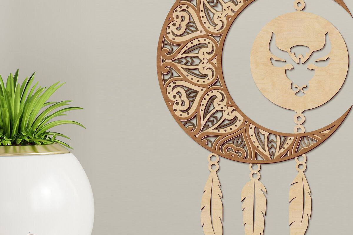 Intra απο ξύλο plywood 3mm-4mm πάχος – Πάνελ τοίχου Taurus Zodiac Dream Catcher Δίασταση  40x30 cm INTRAFABR-104891021