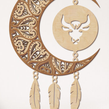 Intra απο ξύλο plywood 3mm-4mm πάχος – Πάνελ τοίχου Taurus Zodiac Dream Catcher Δίασταση  40x30 cm INTRAFABR-104891021 - Image 2