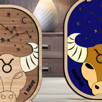 Intra απο ξύλο plywood 3mm-4mm πάχος – Taurus Zodiac Decor Home Decor Constellation Δίασταση  20x20 cm INTRAFABR-105822147 - Image 1