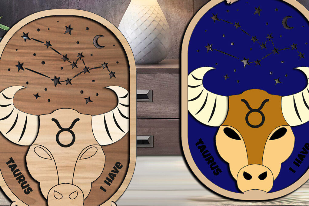 Intra απο ξύλο plywood 3mm-4mm πάχος – Taurus Zodiac Decor Home Decor Constellation Δίασταση  20x20 cm INTRAFABR-105822147