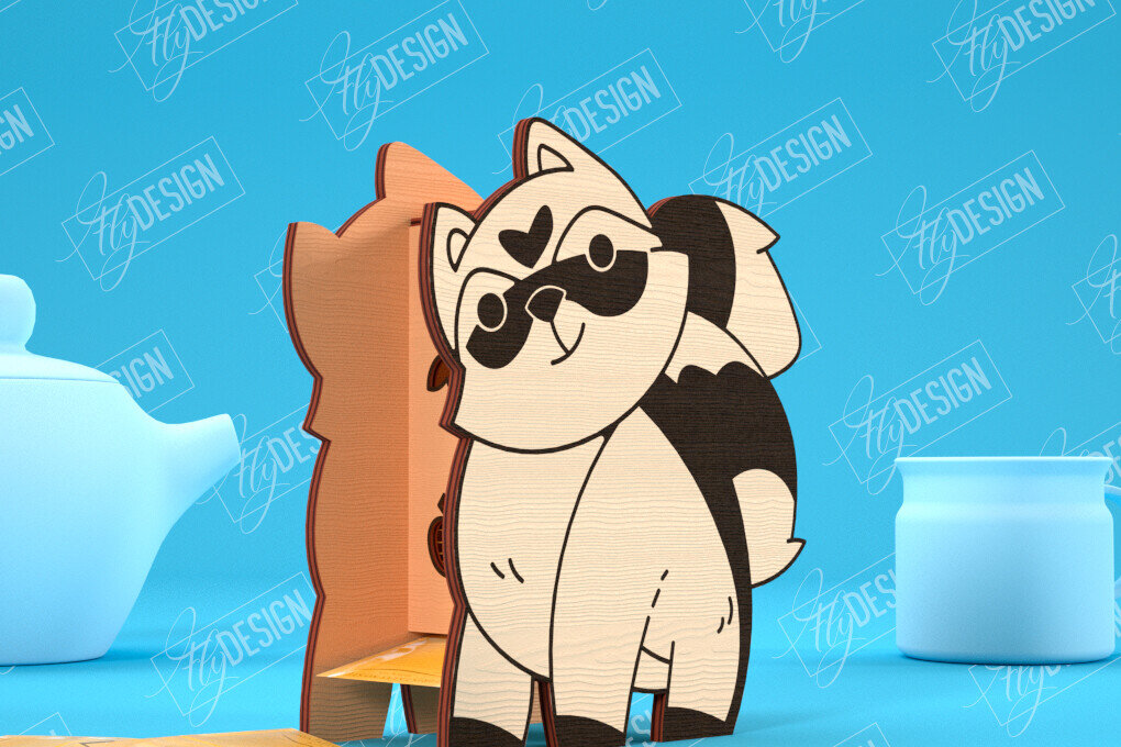 Intra απο ξύλο plywood 3mm-4mm πάχος – Δοχείο τσαγιού | Raccoon Design | CNC Δίασταση  40x30 cm INTRAFABR-100320736