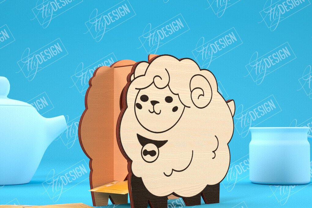 Intra απο ξύλο plywood 3mm-4mm πάχος – Δοχείο τσαγιού | Σχεδιασμός προβάτων | CNC Δίασταση  20x20 cm INTRAFABR-100320712