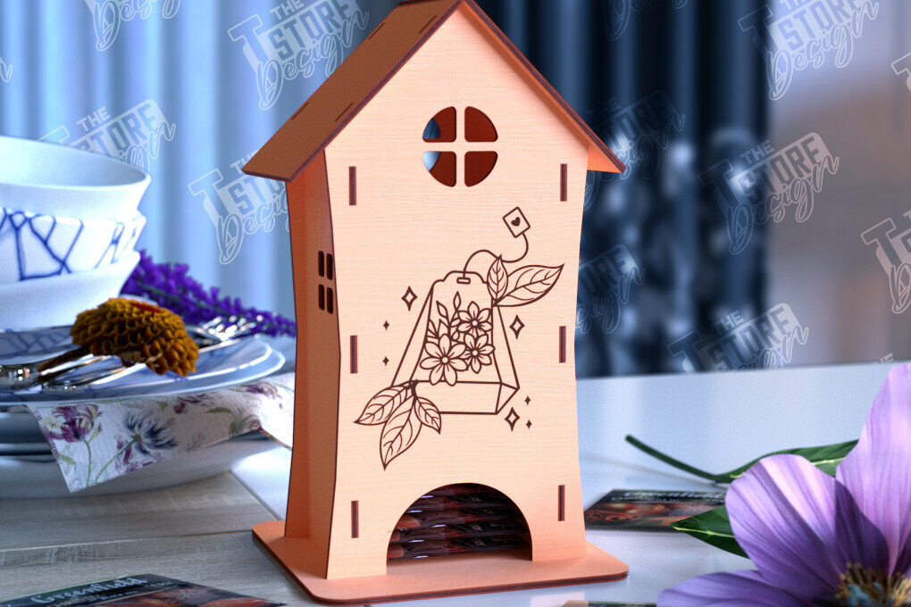 Intra απο ξύλο plywood 3mm-4mm πάχος – Δοχείο τσαγιού | Θήκη για φακελάκια τσαγιού | CNC Δίασταση  20x20 cm INTRAFABR-98211439