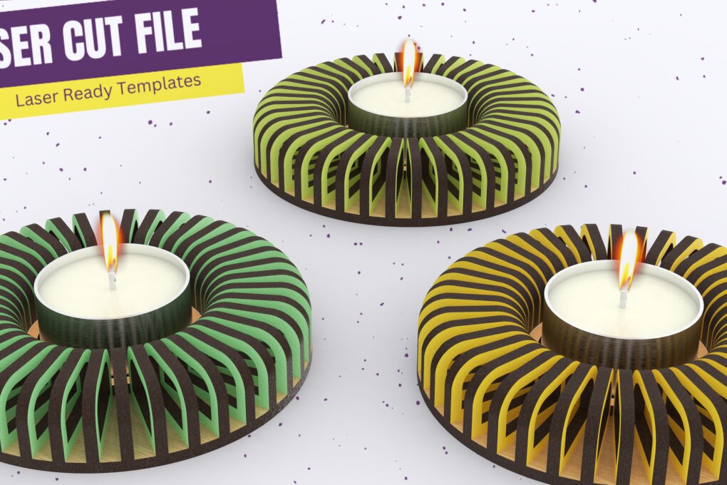 Intra απο ξύλο plywood 3mm-4mm πάχος – Κηροπήγιο τσαγιού Αρχείο κοπής με λέιζερ, Δίασταση  20x20 cm INTRAFABR-102449157