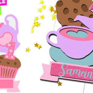 Intra απο ξύλο plywood 3mm-4mm πάχος – Tea Party Cake Topper Δίασταση  20x20 cm INTRAFABR-94092094