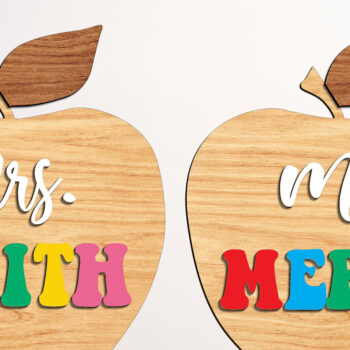 Intra απο ξύλο plywood 3mm-4mm πάχος – Δάσκαλος Apple με Stand Decor Δίασταση  20x20 cm INTRAFABR-99207320 - Image 1