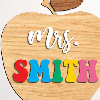 Intra απο ξύλο plywood 3mm-4mm πάχος – Δάσκαλος Apple με Stand Decor Δίασταση  20x20 cm INTRAFABR-99207320 - Image 2