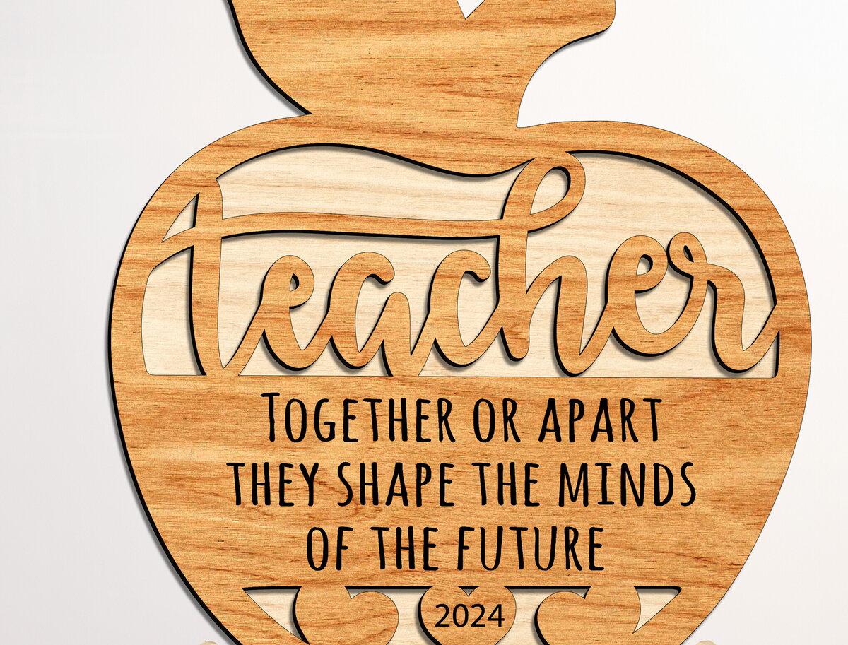 Intra απο ξύλο plywood 3mm-4mm πάχος – Δάσκαλος Apple με Stand Δίασταση  20x20 cm INTRAFABR-99208820