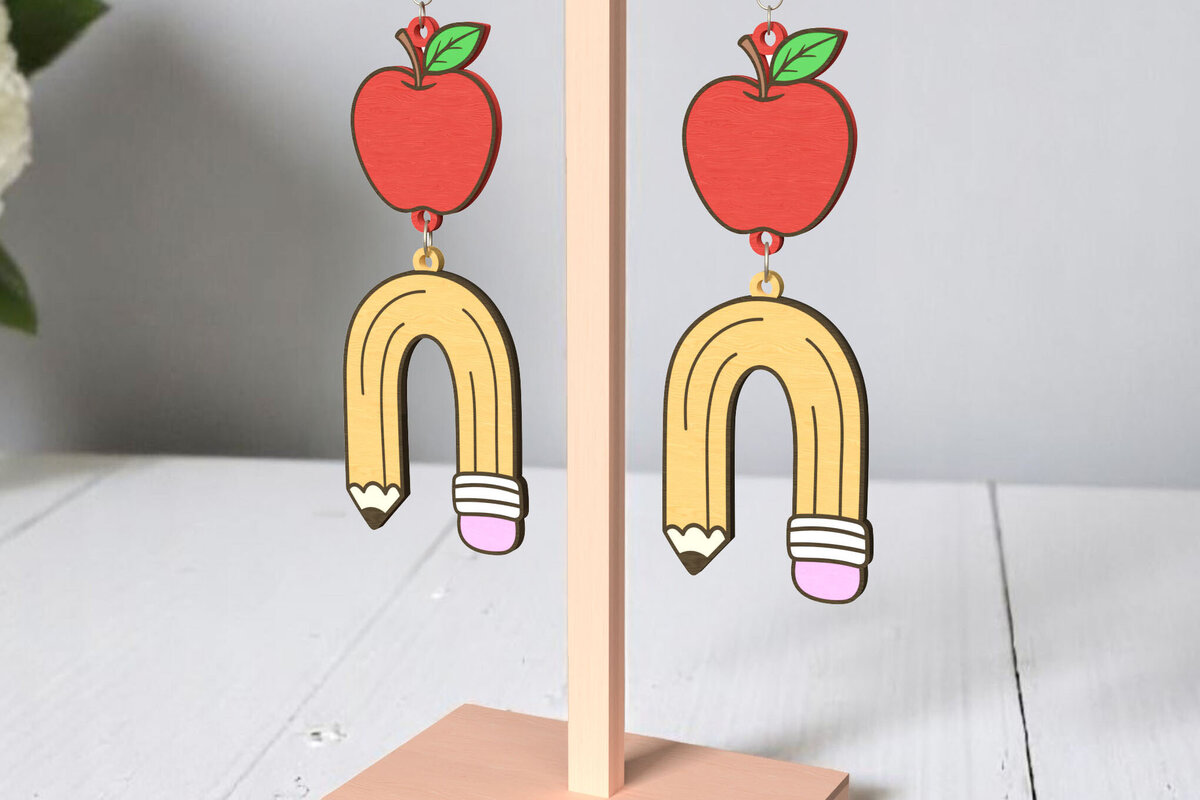 Intra απο ξύλο plywood 3mm-4mm πάχος – Δάσκαλος Arch Μολύβι Σκουλαρίκια Δίασταση  5x5 cm INTRAFABR-121988625