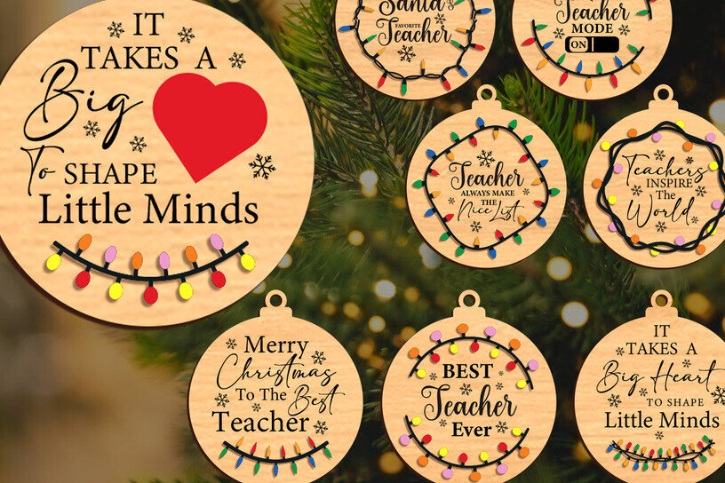 Intra απο ξύλο plywood 3mm-4mm πάχος – Δάσκαλος Χριστουγεννιάτικο στολίδι Δίασταση  20x20 cm INTRAFABR-120780152