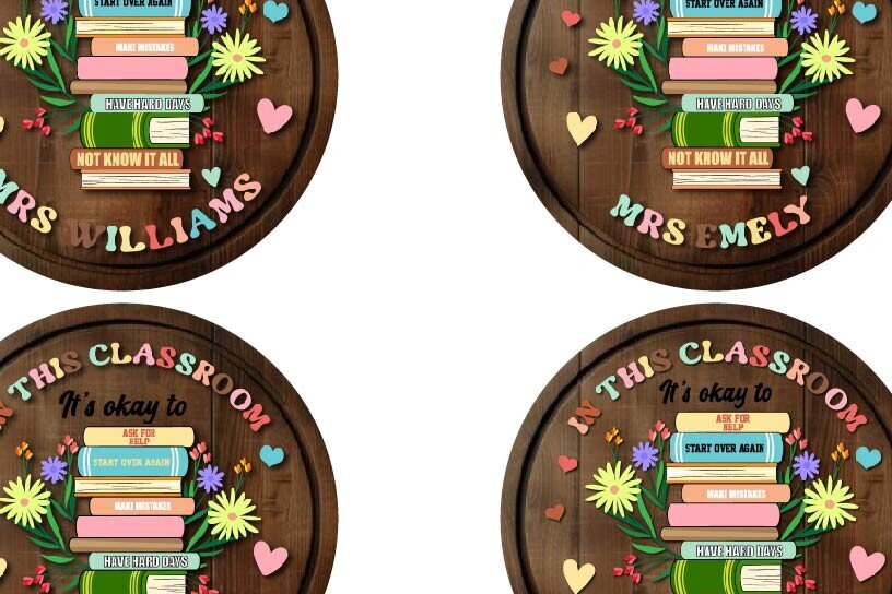 Intra απο ξύλο plywood 3mm-4mm πάχος – Αρχείο αποκοπής πινακίδας καλωσορίσματος στην τάξη δασκάλων Δίασταση  20x20 cm INTRAFABR-120182770