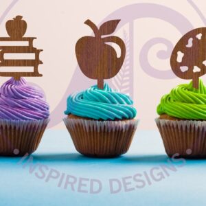 Intra απο ξύλο plywood 3mm-4mm πάχος – Teacher Cupcake Toppers, 8 σχέδια Δίασταση  20x20 cm INTRAFABR-94625307