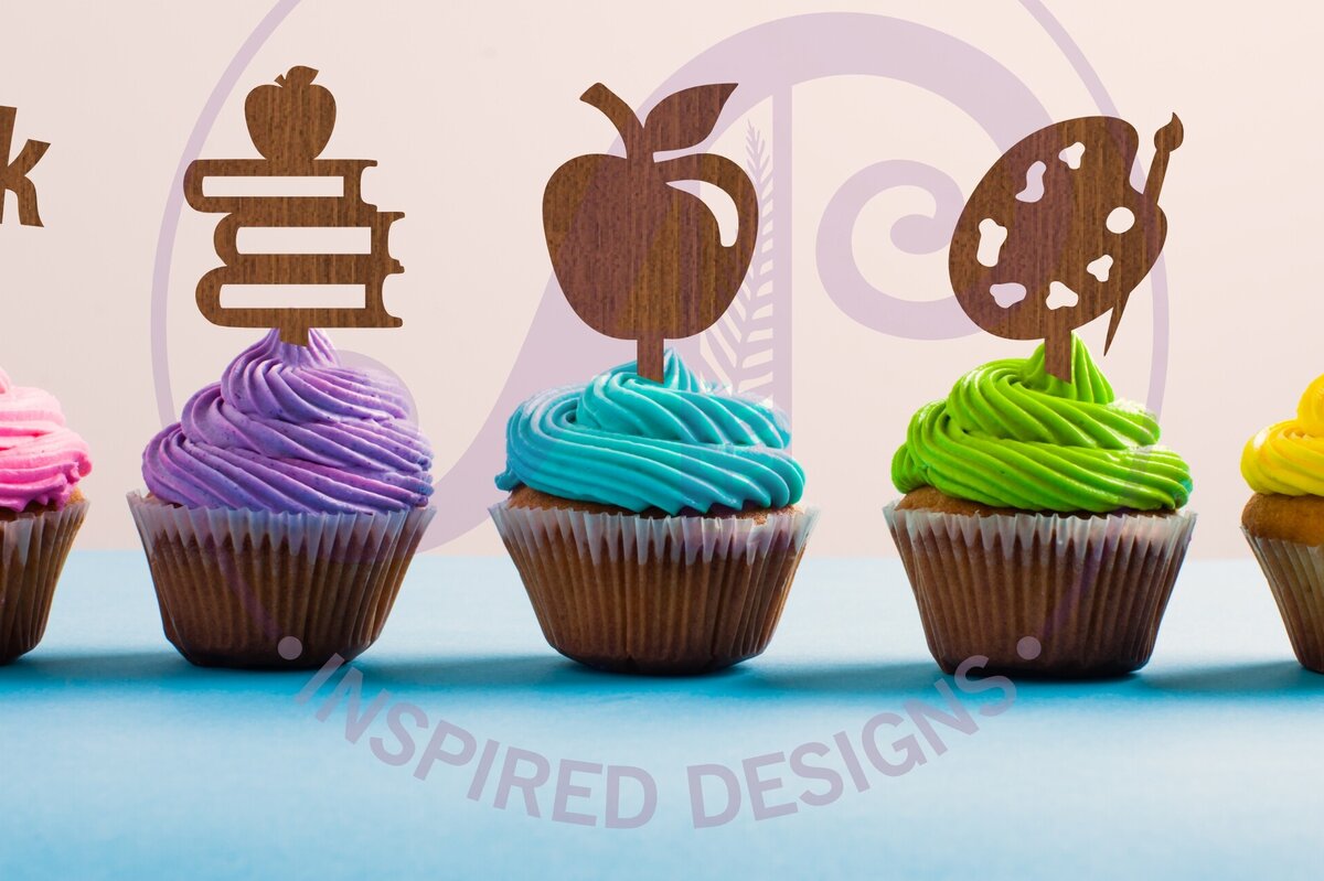 Intra απο ξύλο plywood 3mm-4mm πάχος – Teacher Cupcake Toppers, 8 σχέδια Δίασταση  20x20 cm INTRAFABR-94625307