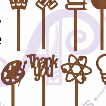 Intra απο ξύλο plywood 3mm-4mm πάχος – Teacher Cupcake Toppers, 8 σχέδια Δίασταση 20x20 cm INTRAFABR-94625307 - Image 2
