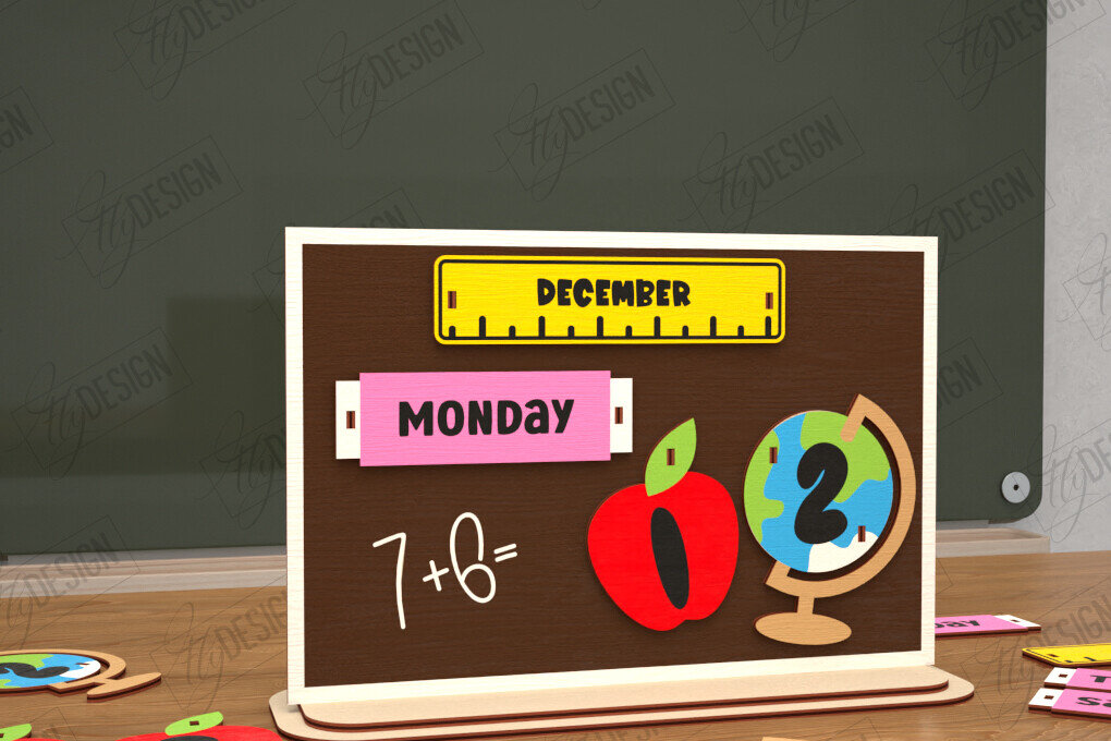 Intra απο ξύλο plywood 3mm-4mm πάχος – Διαρκές Ημερολόγιο Επιτραπέζιου Δασκάλου | CNC Δίασταση  20x20 cm INTRAFABR-115495851