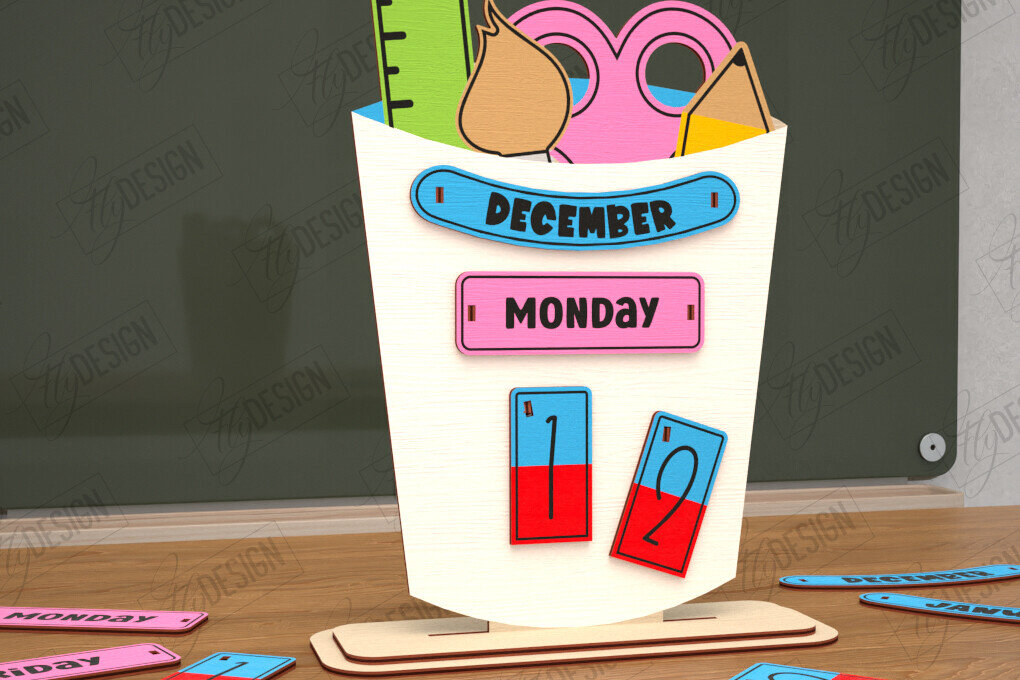 Intra απο ξύλο plywood 3mm-4mm πάχος – Διαρκές Ημερολόγιο Επιτραπέζιου Δασκάλου | CNC Δίασταση  20x20 cm INTRAFABR-115495918