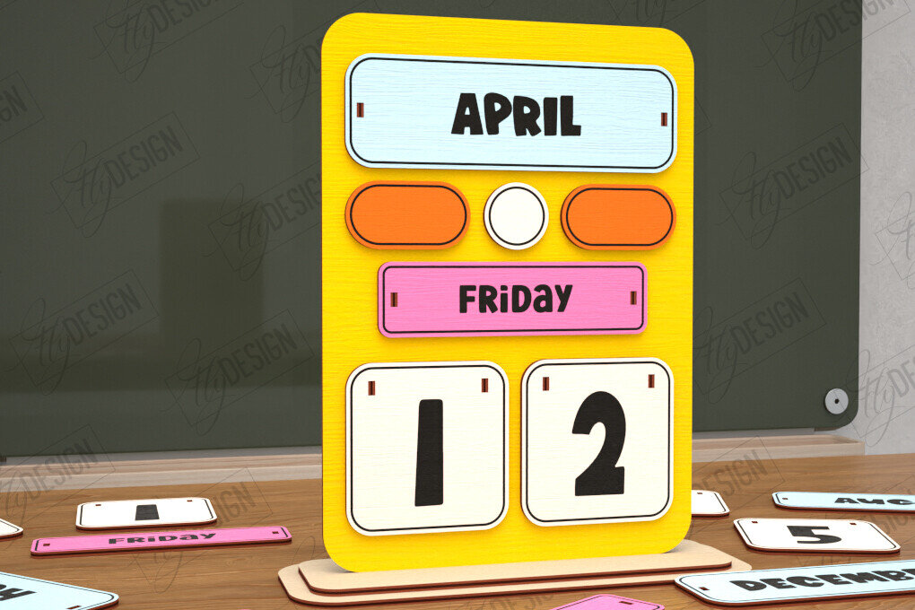 Intra απο ξύλο plywood 3mm-4mm πάχος – Διαρκές Ημερολόγιο Επιτραπέζιου Δασκάλου | CNC Δίασταση  20x20 cm INTRAFABR-115495931