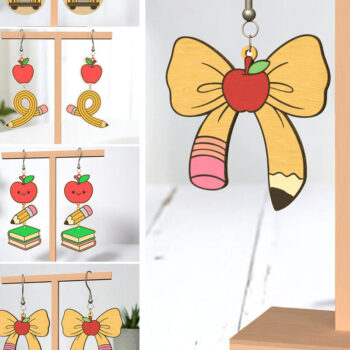 Intra απο ξύλο plywood 3mm-4mm πάχος – Δασκάλα Σκουλαρίκια Bundle Cut Laser Δίασταση  5x5 cm INTRAFABR-121988940 - Image 1