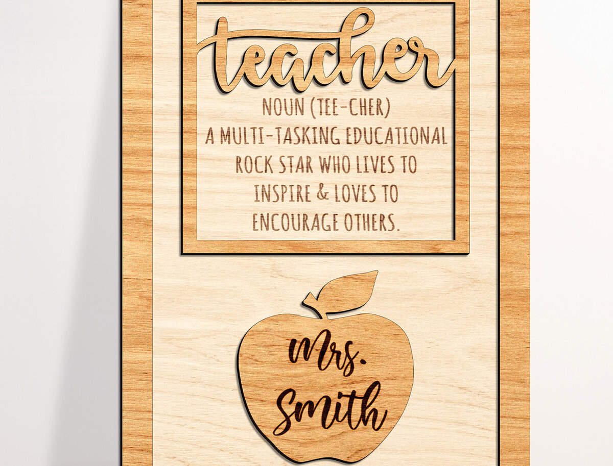 Intra απο ξύλο plywood 3mm-4mm πάχος – Δώρο Δασκάλου Αποκοπή αρχείου με λέιζερ Δίασταση  20x20 cm INTRAFABR-99081861