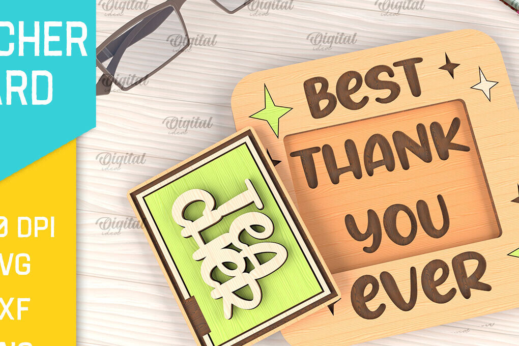 Intra απο ξύλο plywood 3mm-4mm πάχος – Ευχετήρια κάρτα δασκάλου Κοπή λέιζερ Δίασταση  20x20 cm INTRAFABR-95709890