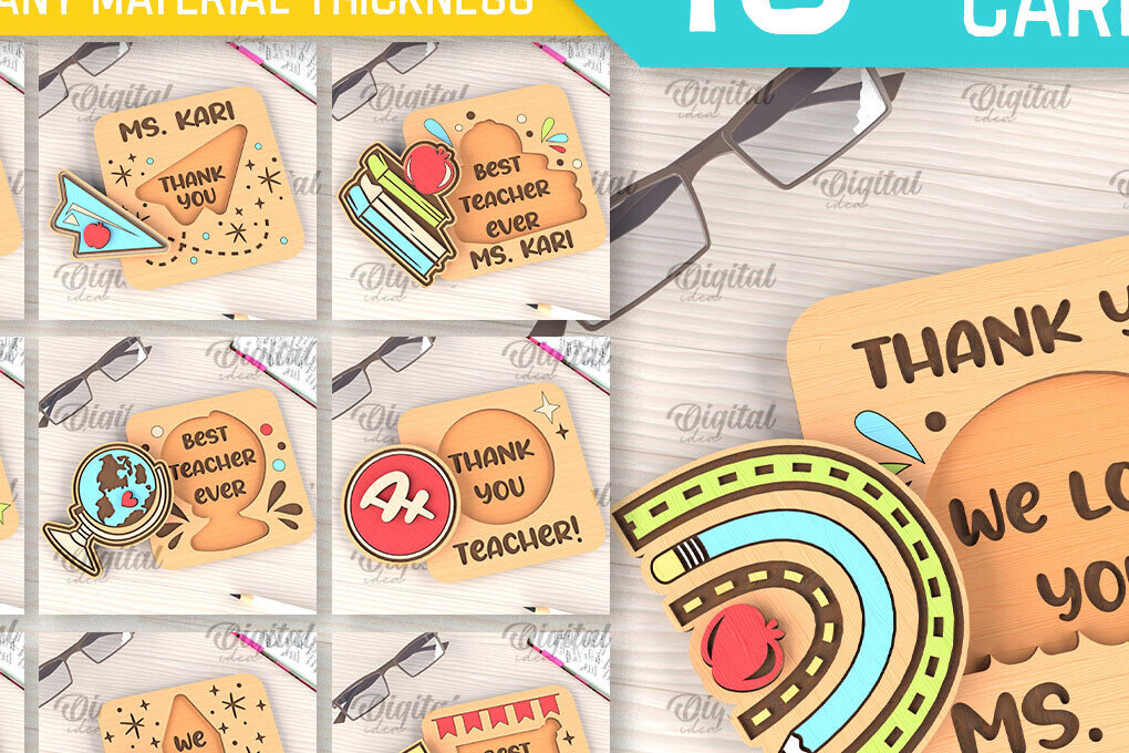 Intra απο ξύλο plywood 3mm-4mm πάχος – Πακέτο ευχετήριων καρτών δασκάλων Δίασταση  20x20 cm INTRAFABR-95714064