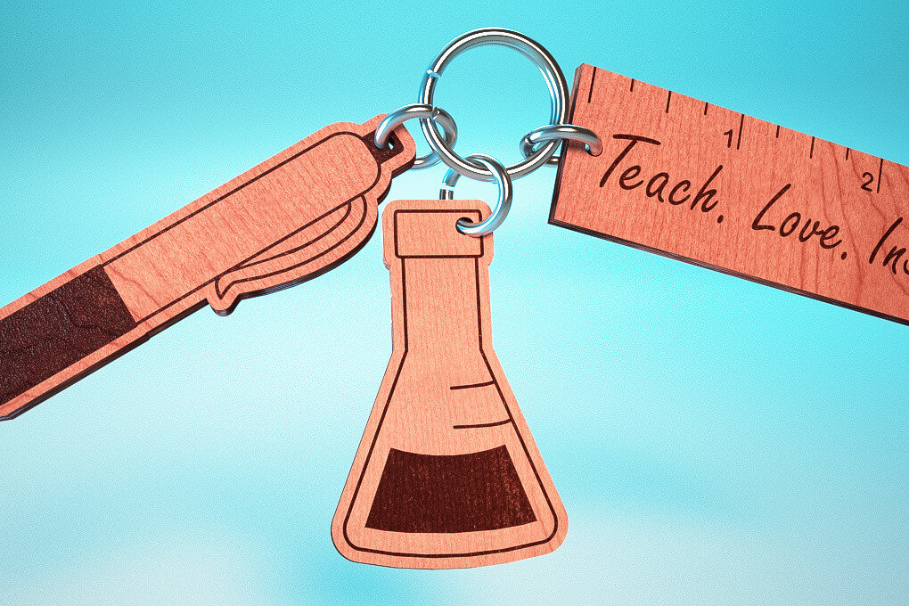 Intra απο ξύλο plywood 3mm-4mm πάχος – Teacher Keychain | Δάσκαλος Δίασταση  5x5 cm INTRAFABR-65563299