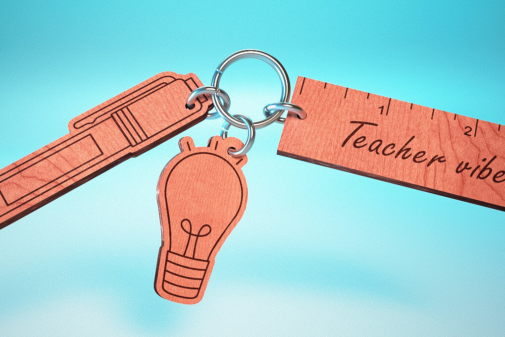 Intra απο ξύλο plywood 3mm-4mm πάχος – Teacher Keychain | Δάσκαλος Δίασταση  5x5 cm INTRAFABR-65563325