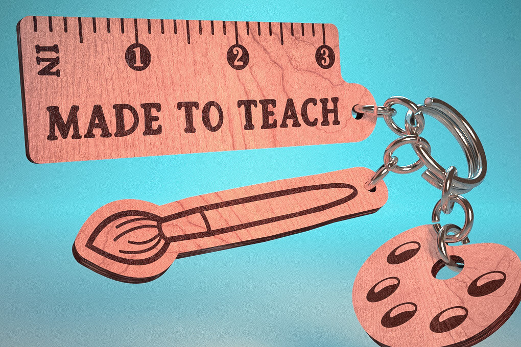 Intra απο ξύλο plywood 3mm-4mm πάχος – Teacher Keychain | Δάσκαλος Δίασταση  5x5 cm INTRAFABR-65201597