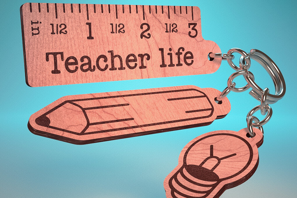 Intra απο ξύλο plywood 3mm-4mm πάχος – Teacher Keychain | Δάσκαλος Δίασταση  5x5 cm INTRAFABR-65201631