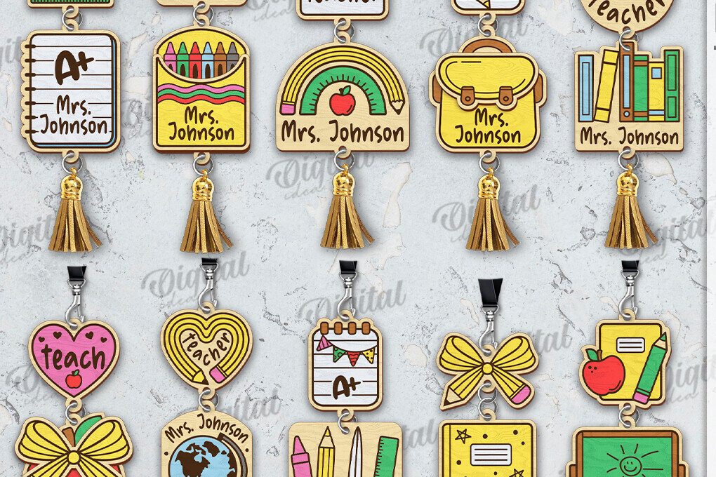 Intra απο ξύλο plywood 3mm-4mm πάχος – Teacher Lanyard Decor Bundle Cut Laser Δίασταση  20x20 cm INTRAFABR-120103855