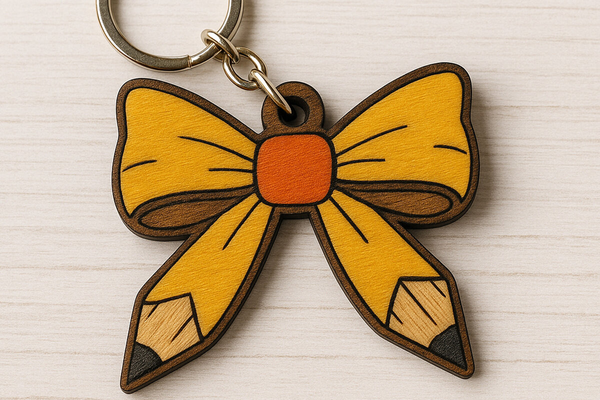 Intra απο ξύλο plywood 3mm-4mm πάχος – Μπρελόκ Δάσκαλος Μολύβι Φιόγκος Δίασταση  5x5 cm INTRAFABR-121334487