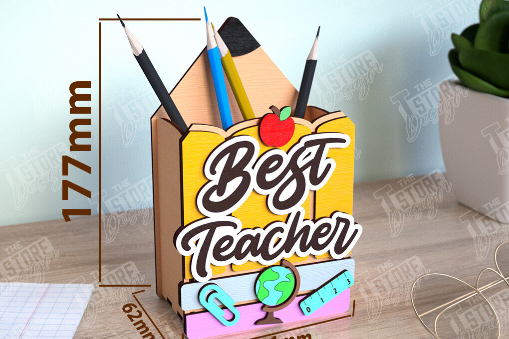 Intra απο ξύλο plywood 3mm-4mm πάχος – Μολυβοθήκη Δάσκαλος | Στάντα στυλό | CNC Δίασταση  20x20 cm INTRAFABR-111598283