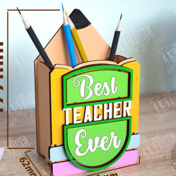 Intra απο ξύλο plywood 3mm-4mm πάχος – Μολυβοθήκη Δάσκαλος | Στάντα στυλό | CNC Δίασταση 20x20 cm INTRAFABR-111598299 - Image 1