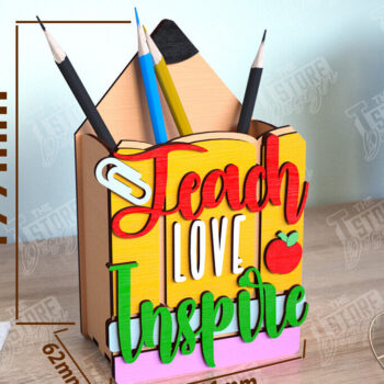 Intra απο ξύλο plywood 3mm-4mm πάχος – Μολυβοθήκη Δάσκαλος | Στάντα στυλό | CNC Δίασταση  20x20 cm INTRAFABR-111598332 - Image 1