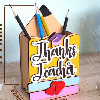 Intra απο ξύλο plywood 3mm-4mm πάχος – Μολυβοθήκη Δάσκαλος | Στάντα στυλό | CNC Δίασταση 20x20 cm INTRAFABR-111598343 - Image 1