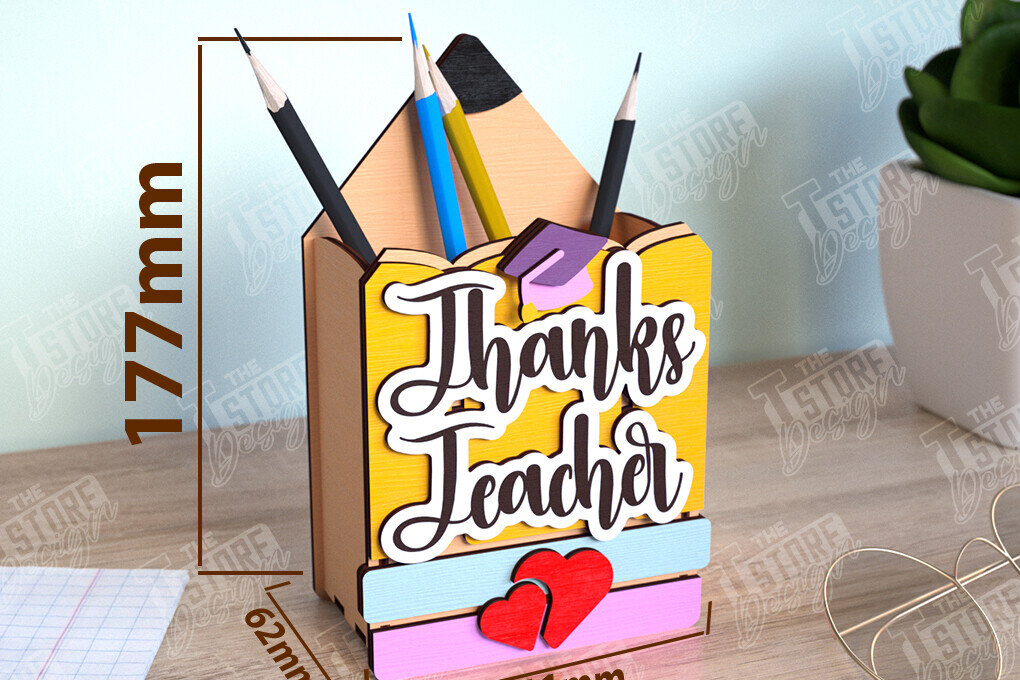 Intra απο ξύλο plywood 3mm-4mm πάχος – Μολυβοθήκη Δάσκαλος | Στάντα στυλό | CNC Δίασταση  20x20 cm INTRAFABR-111598343