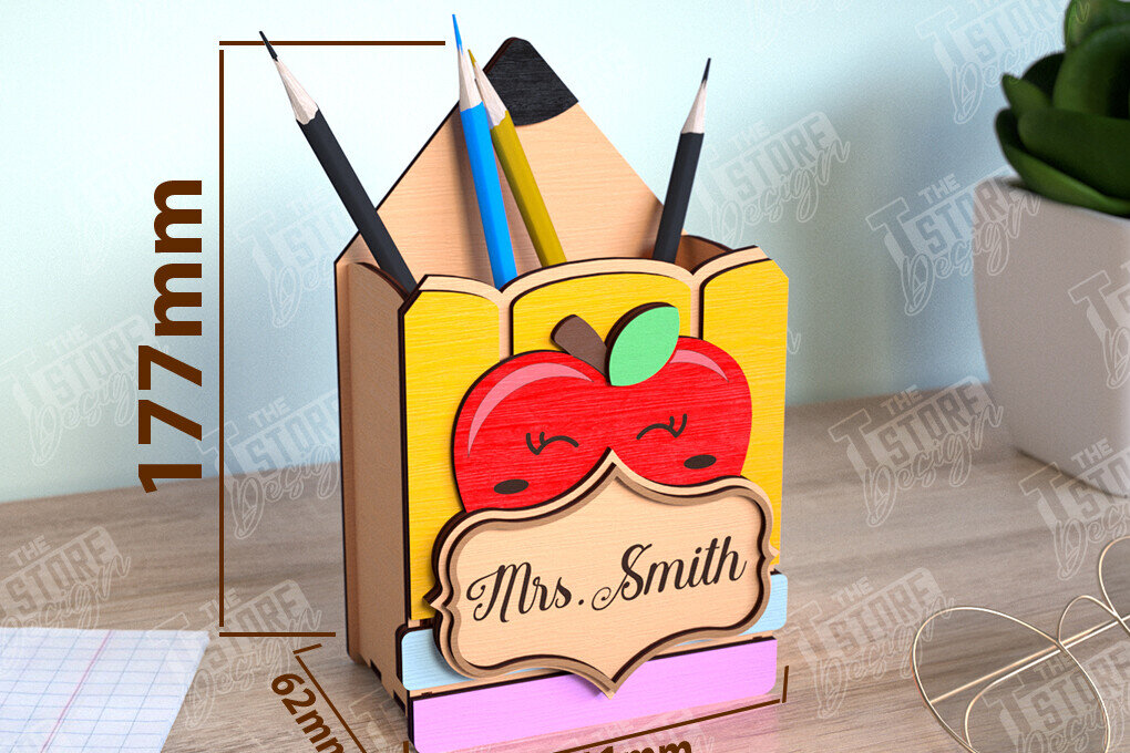 Intra απο ξύλο plywood 3mm-4mm πάχος – Μολυβοθήκη Δάσκαλος | Στάντα στυλό | CNC Δίασταση  20x20 cm INTRAFABR-111598363