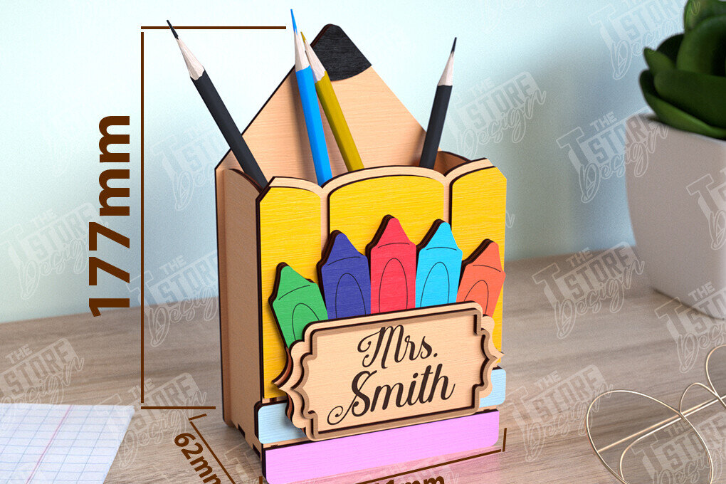 Intra απο ξύλο plywood 3mm-4mm πάχος – Μολυβοθήκη Δάσκαλος | Στάντα στυλό | CNC Δίασταση  20x20 cm INTRAFABR-111598376